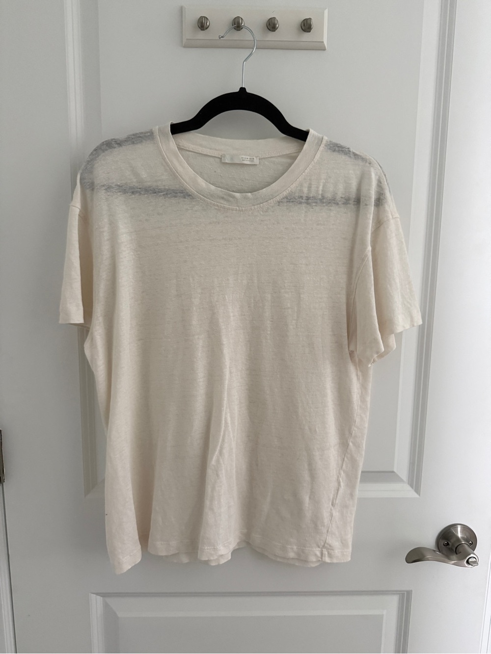ZARA Cream Semi-Sheer Short-Sleeve Crewneck Tee Unisex Size Small